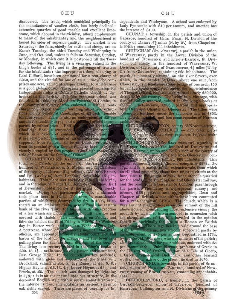Shih Tsu with Glasses and Bow Tie