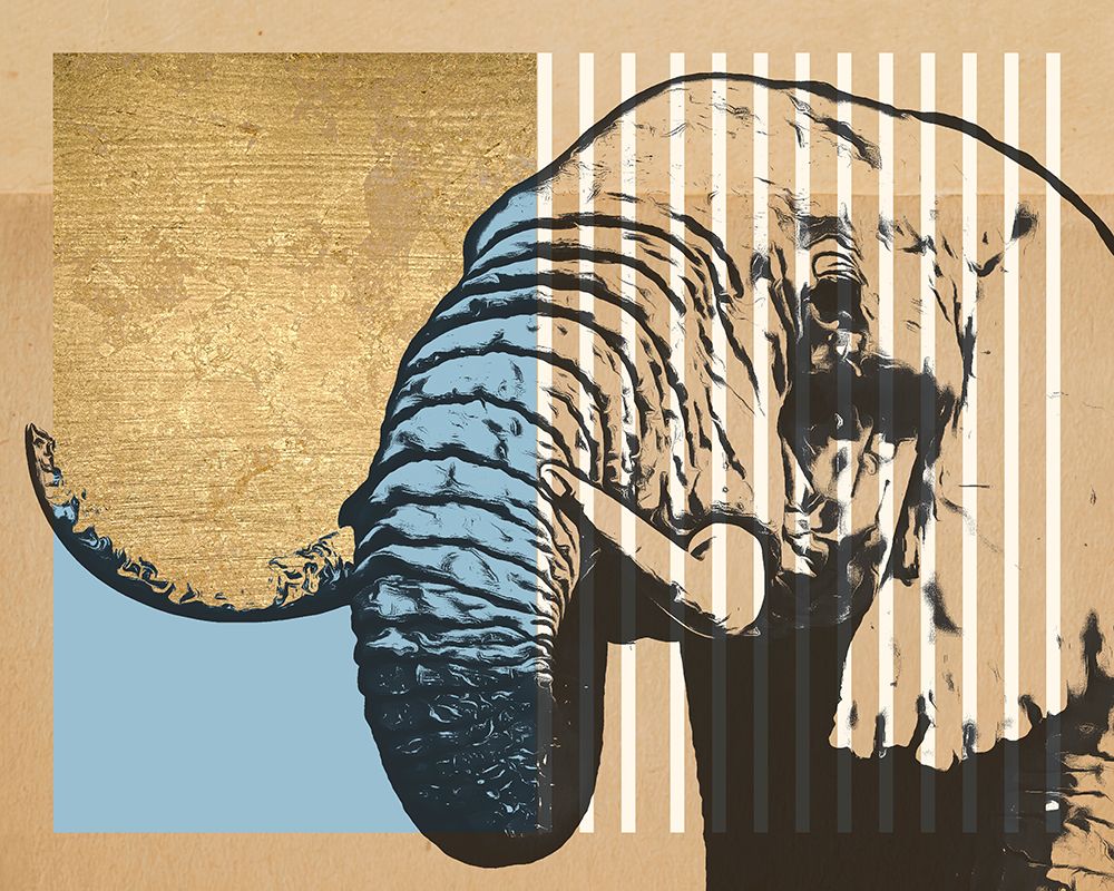 Gold Geometric Elephant II
