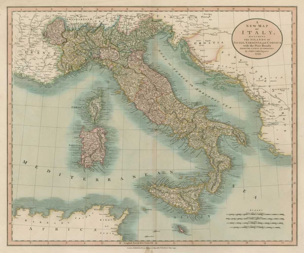 Vintage Map of Italy