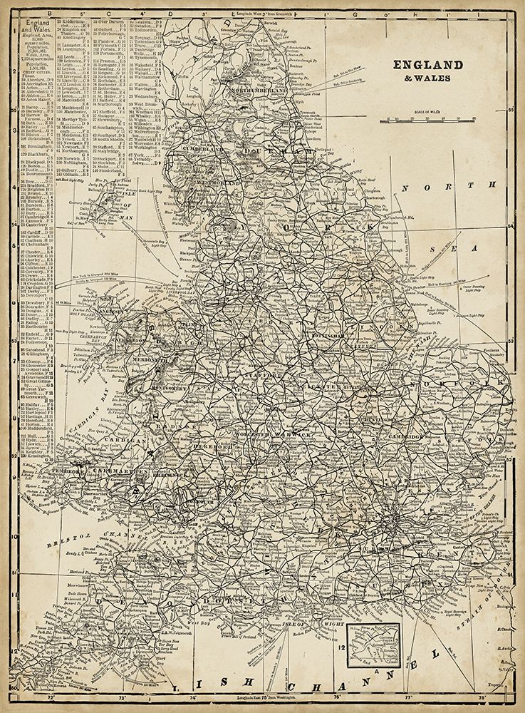 Custom Antique Map of England