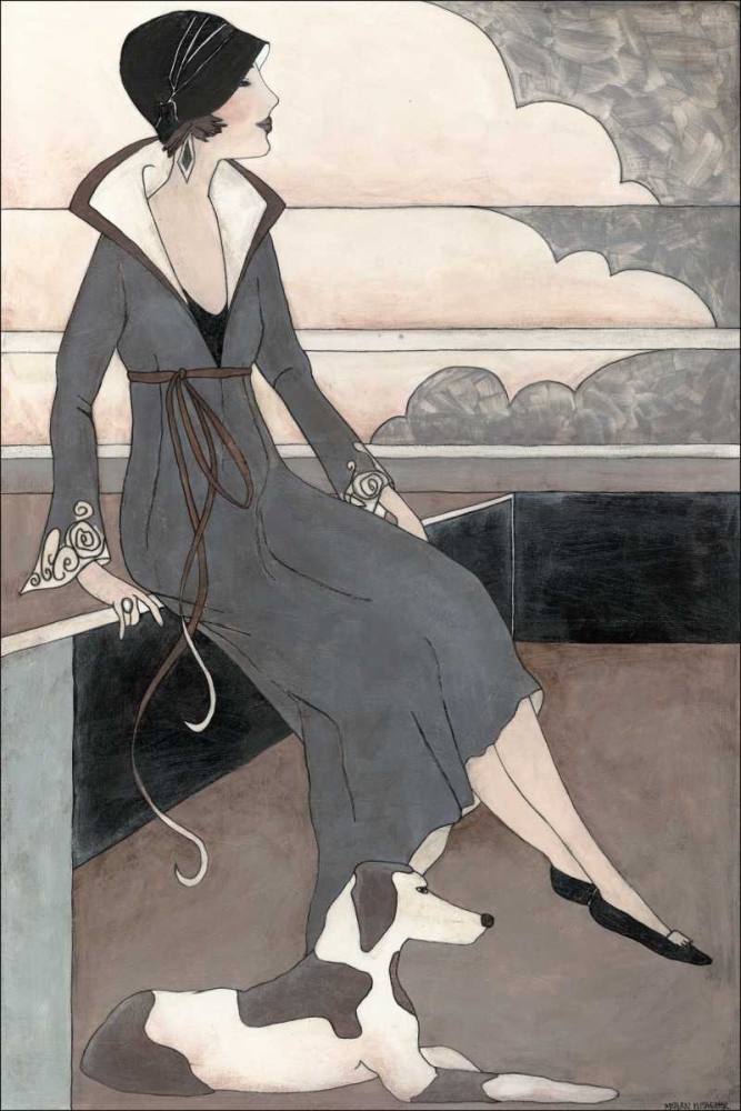 Art Deco Lady With Dog
