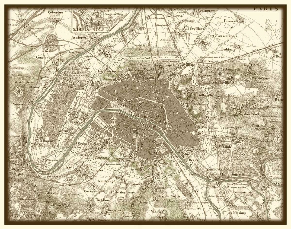 Sepia Map of Paris