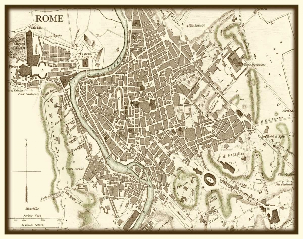 Sepia Map of Rome