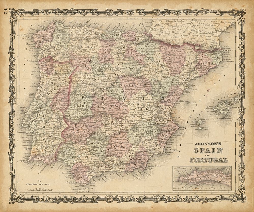 Johnsons Map of Spain And Portugal