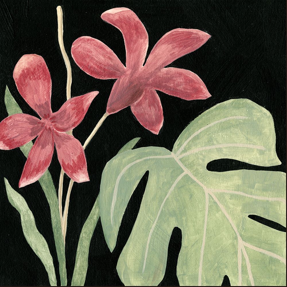 Tropical Leaves on Black II (ABW)