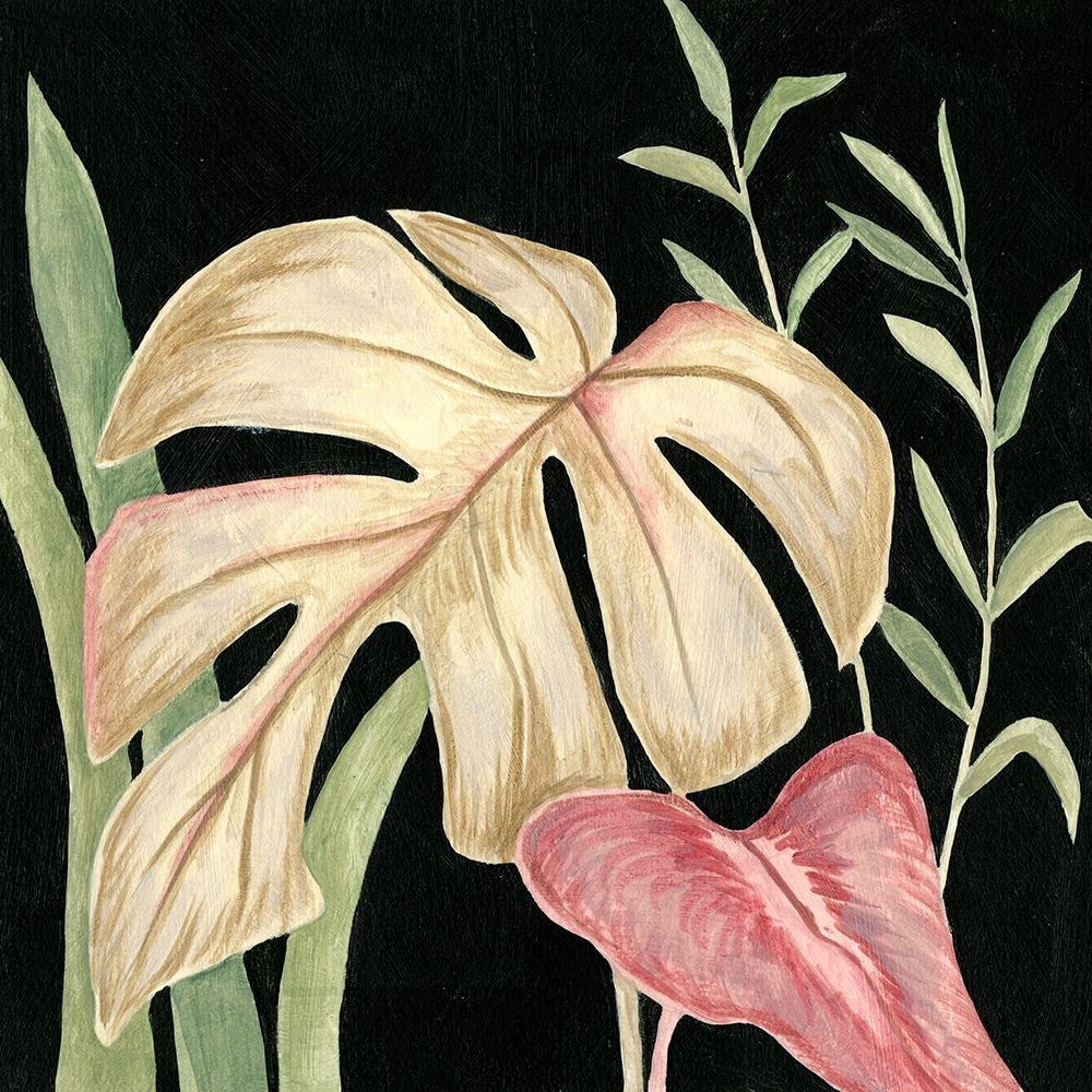 Tropical Leaves on Black III (ABW)