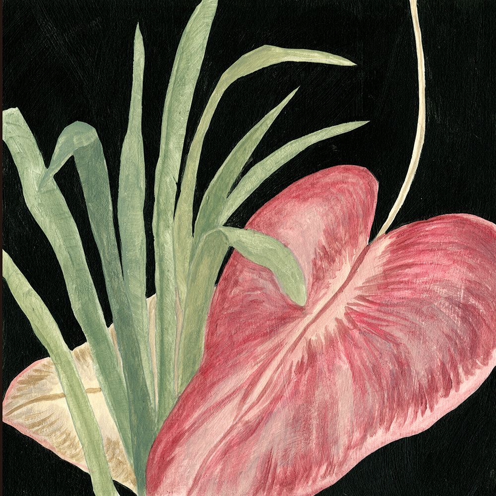 Tropical Leaves on Black IV (ABW)