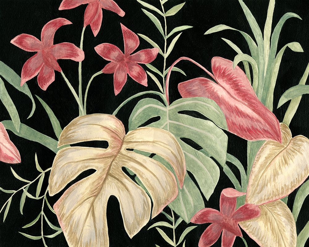 Tropical Leaves on Black V (ABW)