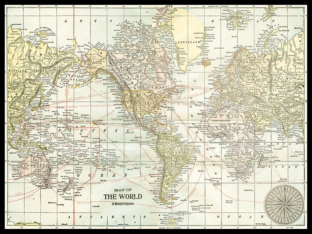 World Map with Black Border
