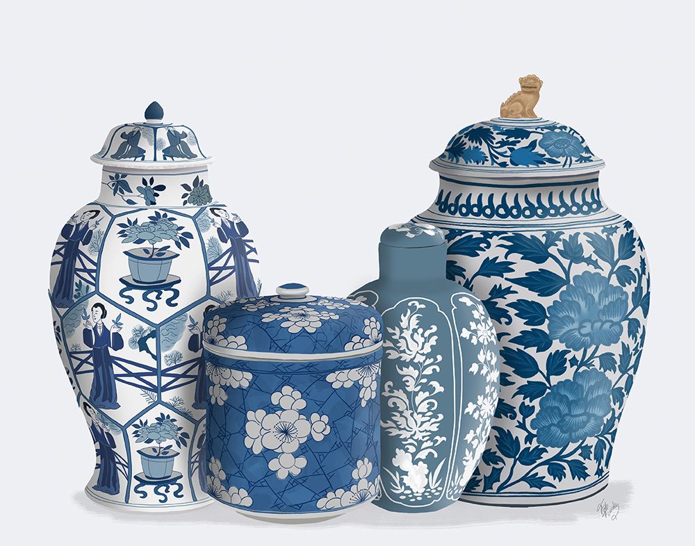 Chinoiserie Vase Quartet 2 - Blue