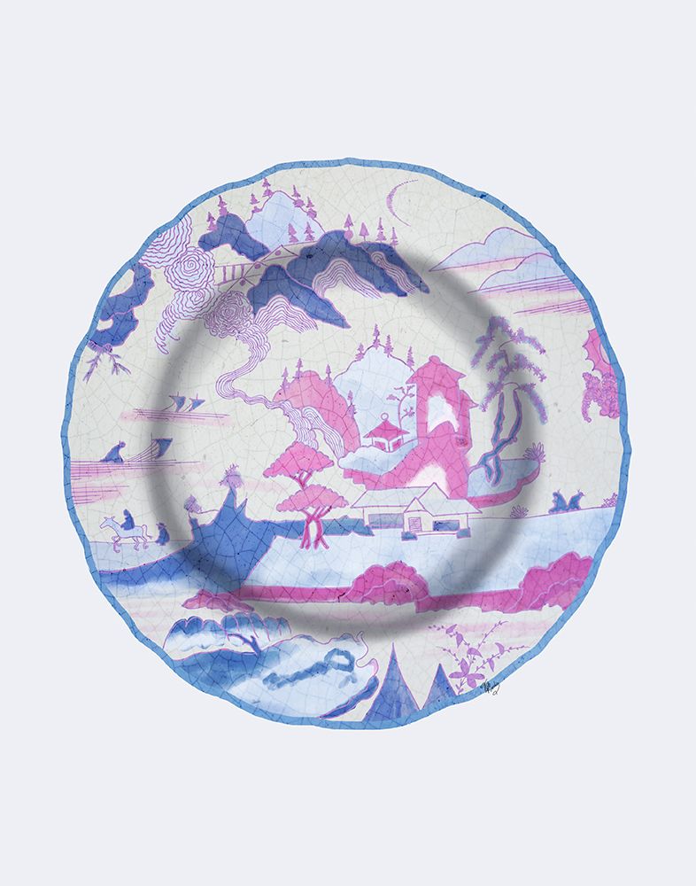 Plate - Temple Scene 1 in Pink And Blue