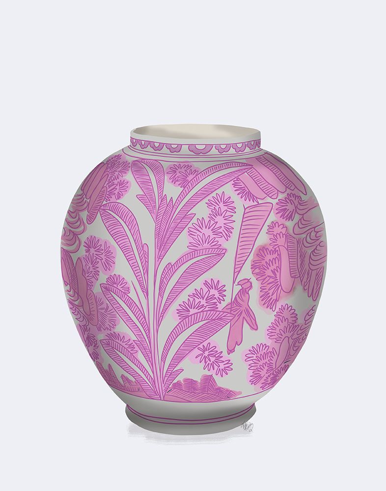 Palm Leaf Ginger Jar-Pink