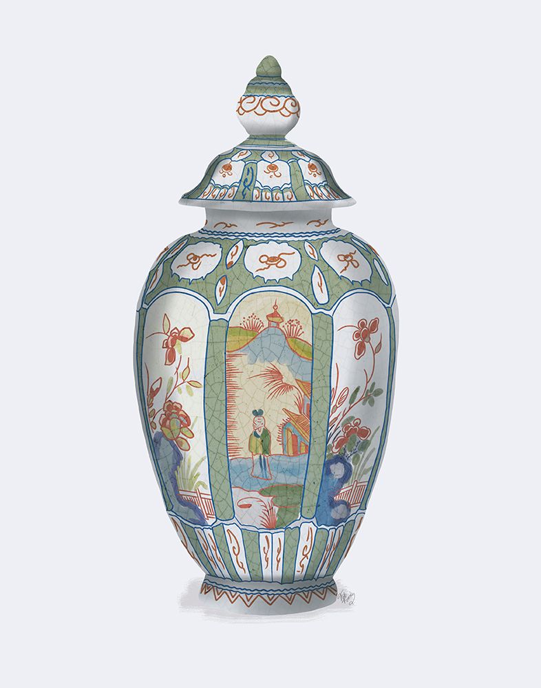 Ginger Jar in Light Green with Lid