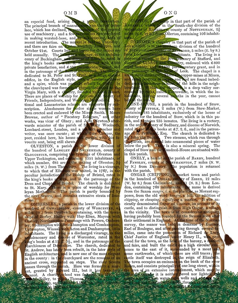 Giraffe Twins - Animalia Book Print