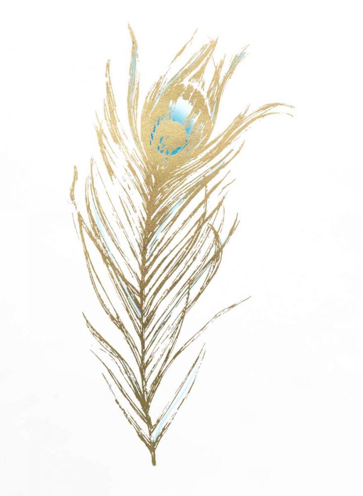 Gold Foil Feather I with Hand Color