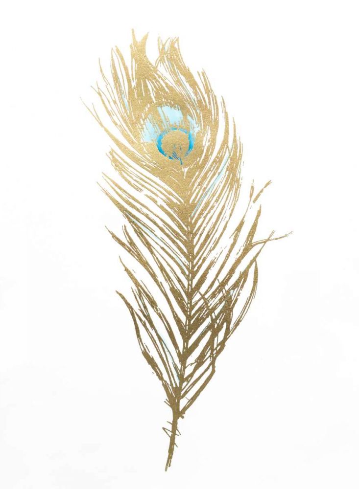 Gold Foil Feather II with Hand Color