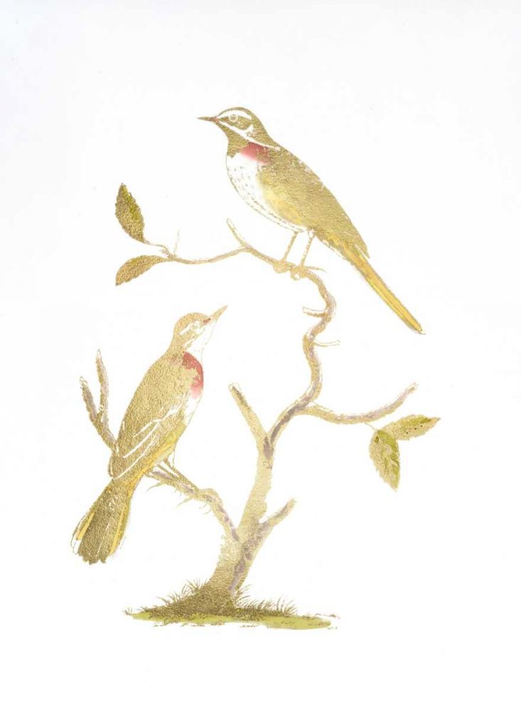 Gold Foil Birds II with Hand Color