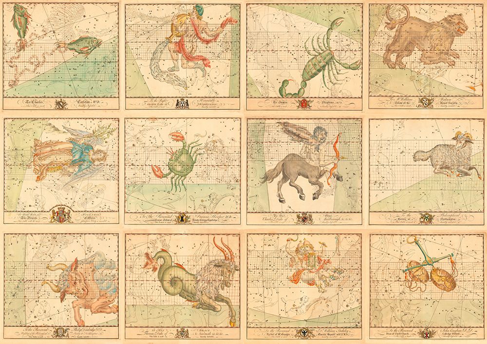 Star charts of the signs of the Zodiac