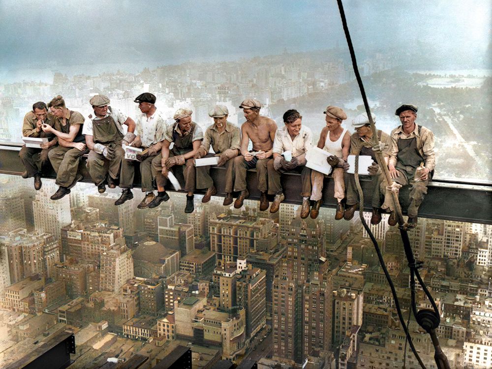 Lunch atop a Skyscraper, New York 1932 (colorized version)