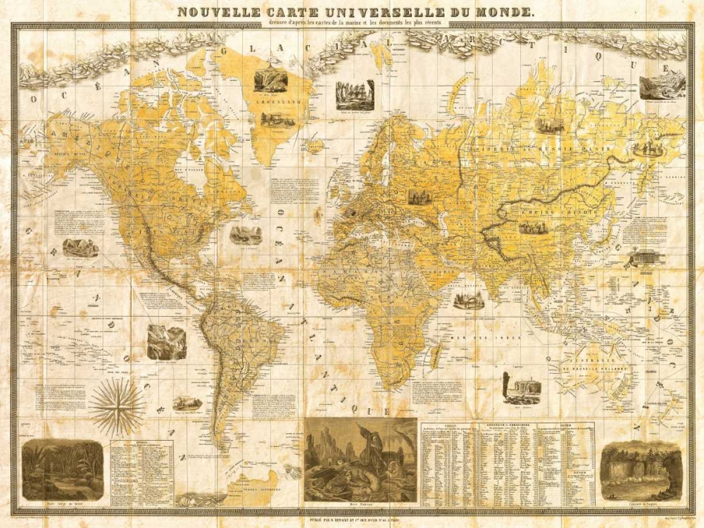 Gilded 1859 Map of the World