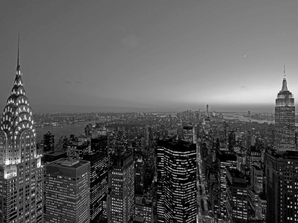 Midtown and Lower Manhattan at dusk