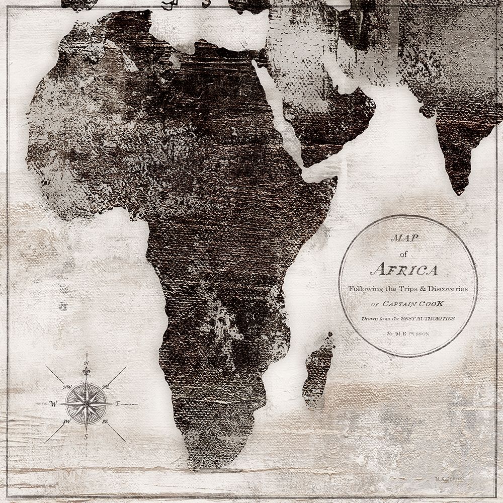 World Map Black and White I-Africa