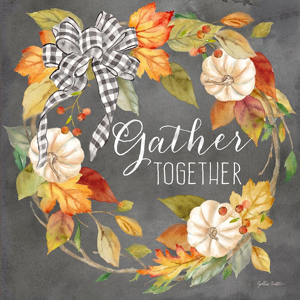 Pumpkin Patch Wreath on Black I-Gather