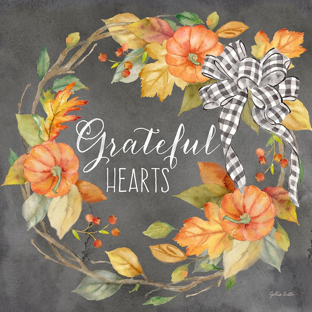 Pumpkin Patch Wreath on Black II-Grateful