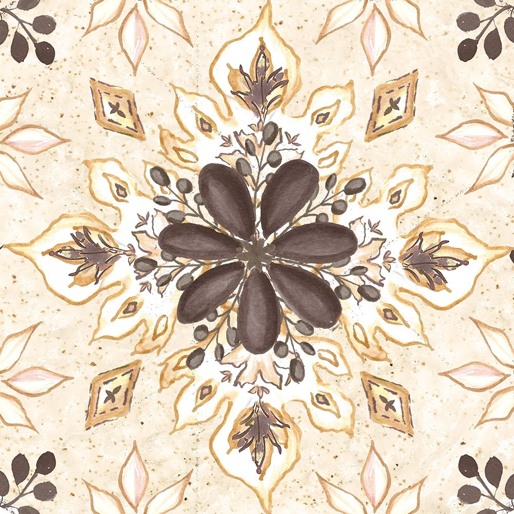 Warm Tribal Texture Floral Medallion