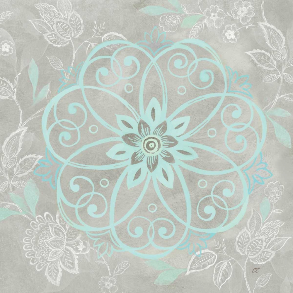Jacobean Damask Blue-Gray I
