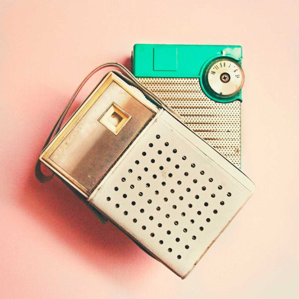 Vintage Transistor Radio on Pink
