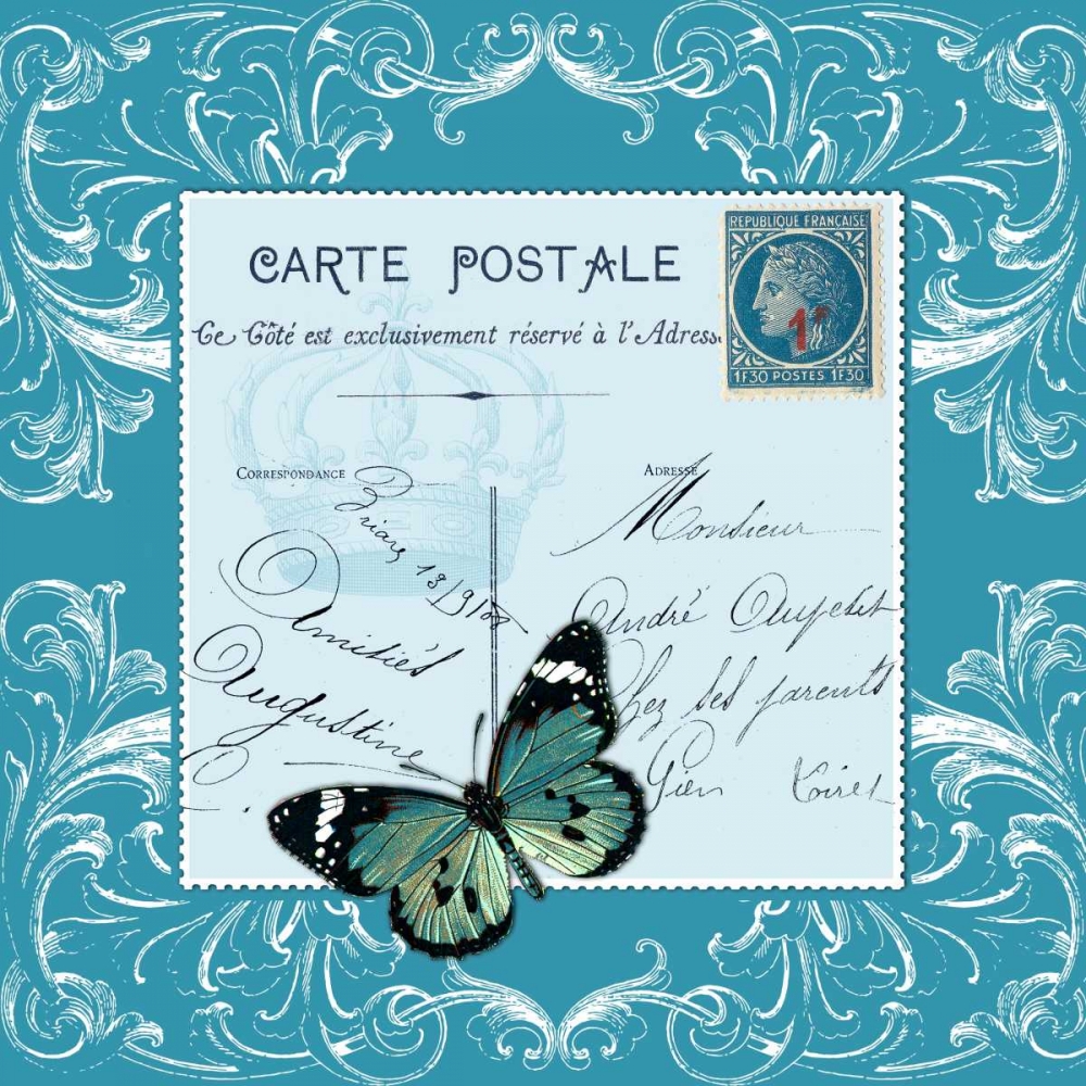 Butterfly Carte Postale Blue