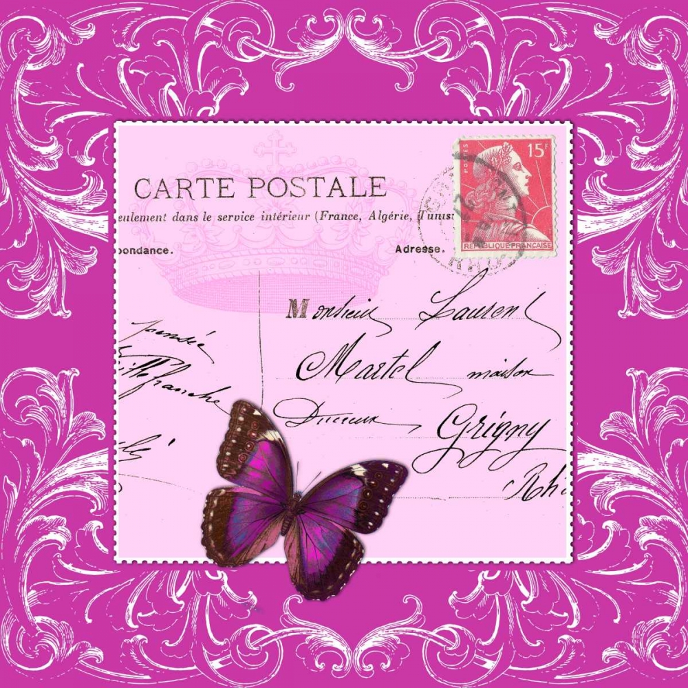 Butterfly Carte Postale Pink