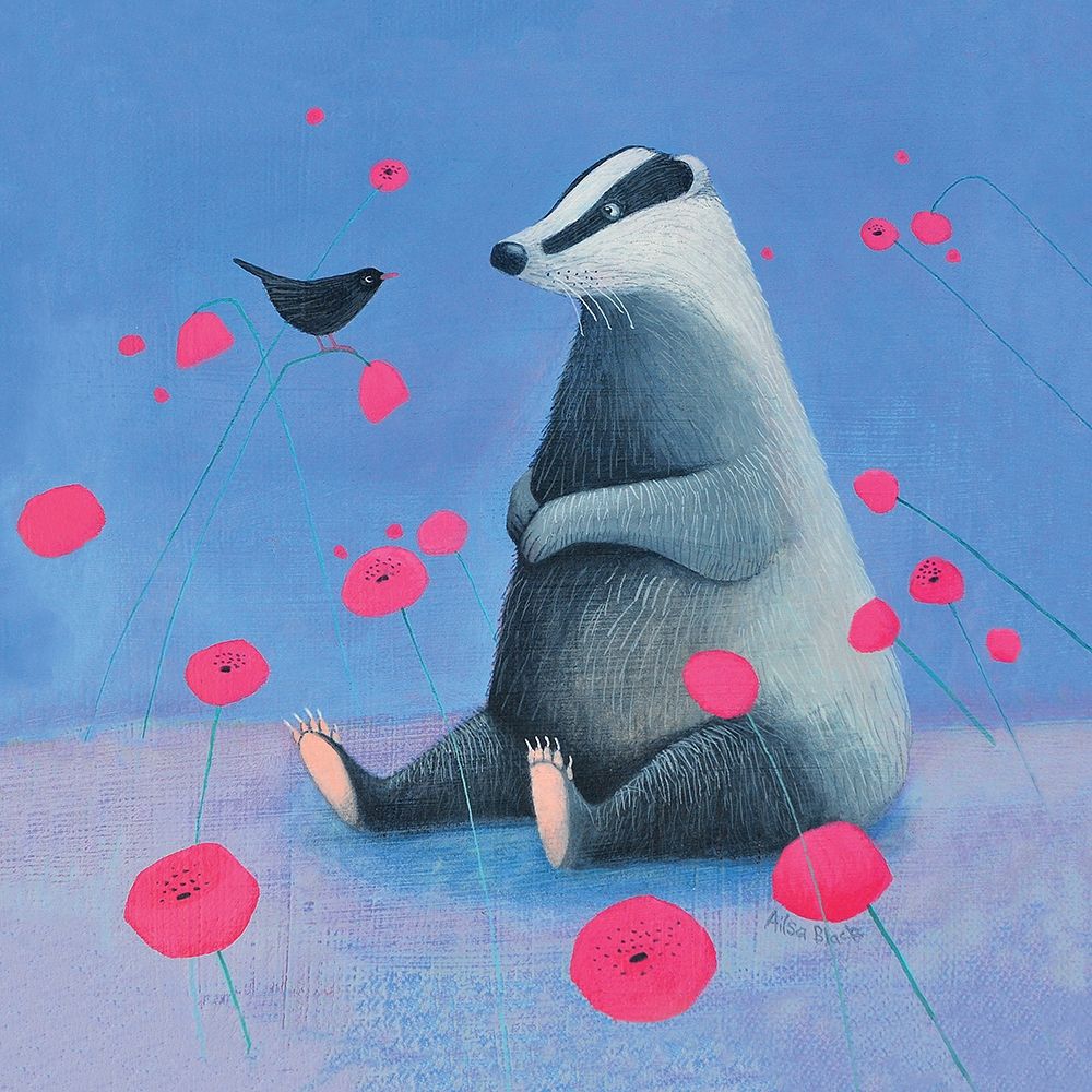 Badger on Blue