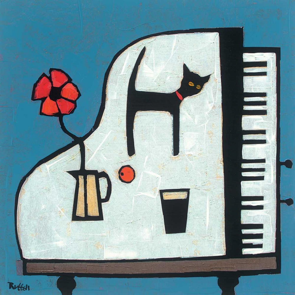 Cat on Piano