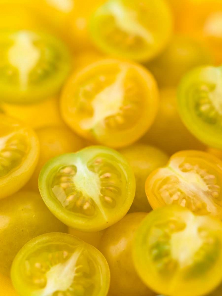 Top view of yellow tomatoes