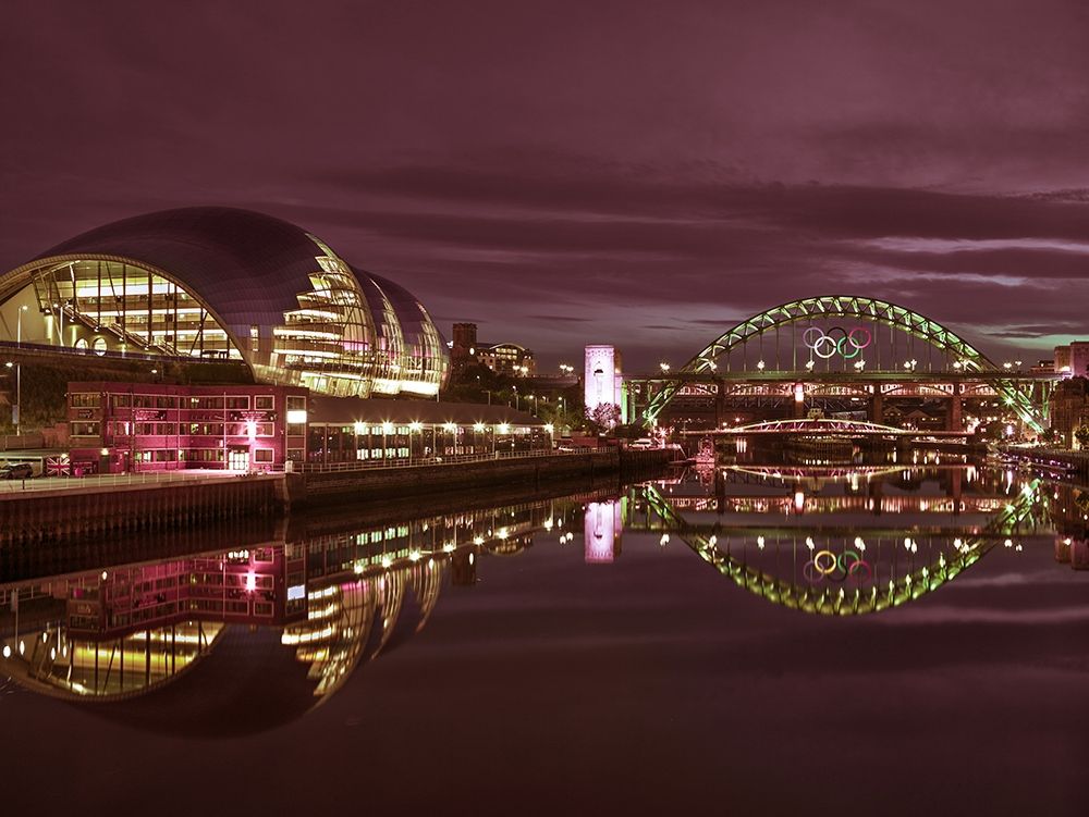 The Sage Gateshead and the Tyne bridge, Newcastle Upon Tyne, FTBR-1879
