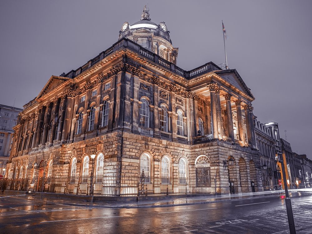 Town Hall Building at night, Liverpool, FTBR-1869
