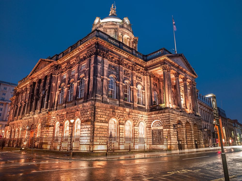 Town Hall Building at night, Liverpool, FTBR-1867