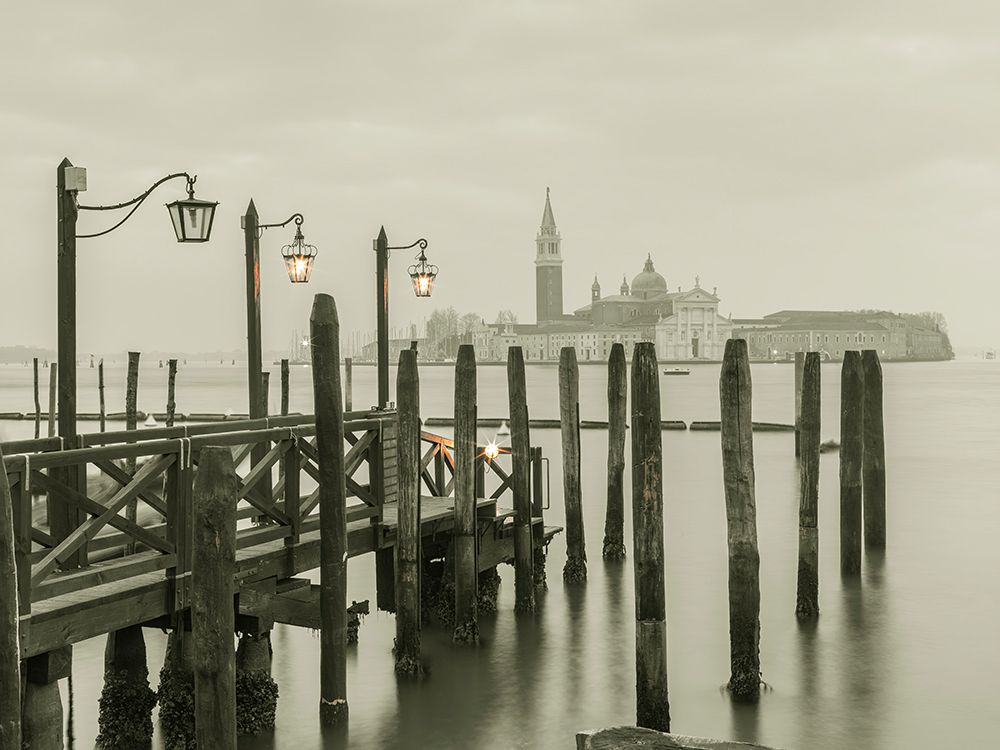 Jetty over Venetian lagoon, Venice, Italy