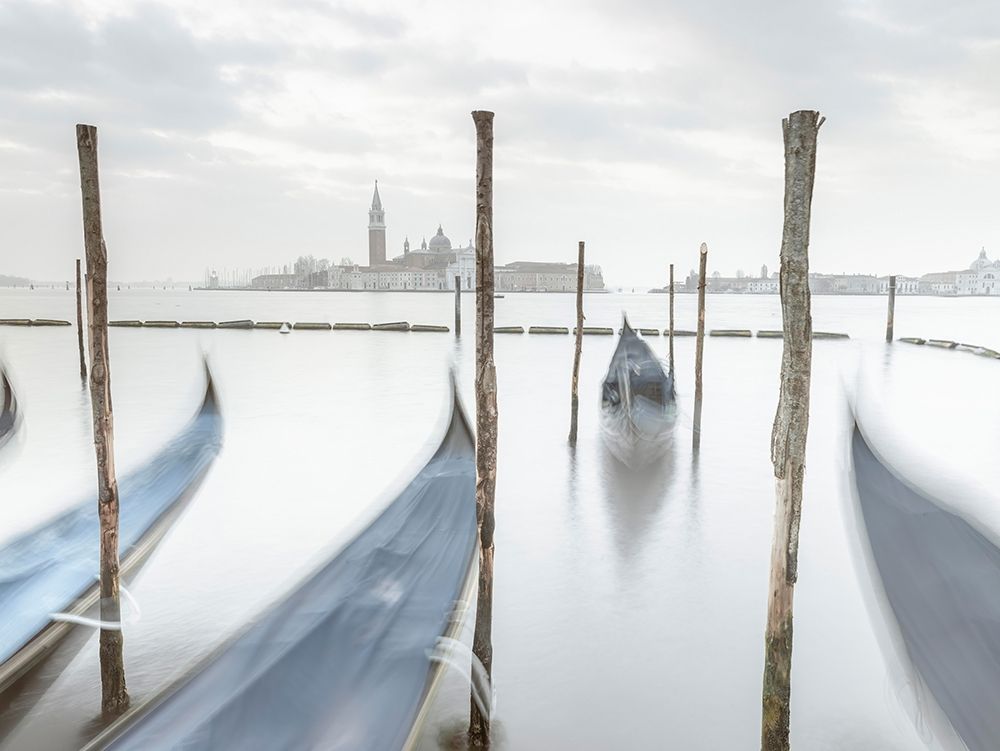 Gondolas in lagoon-Venice