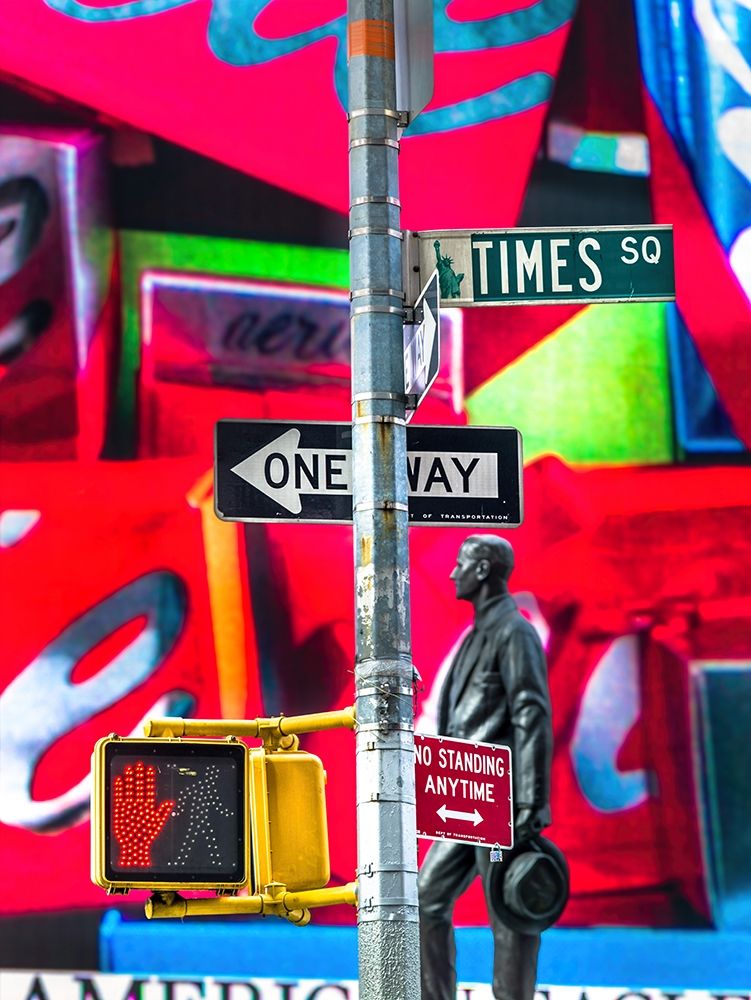 Road signs on traffic signal-New York