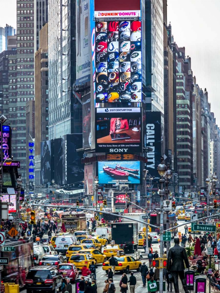 Commuters on busy Broadway in Ney York City near Times Square