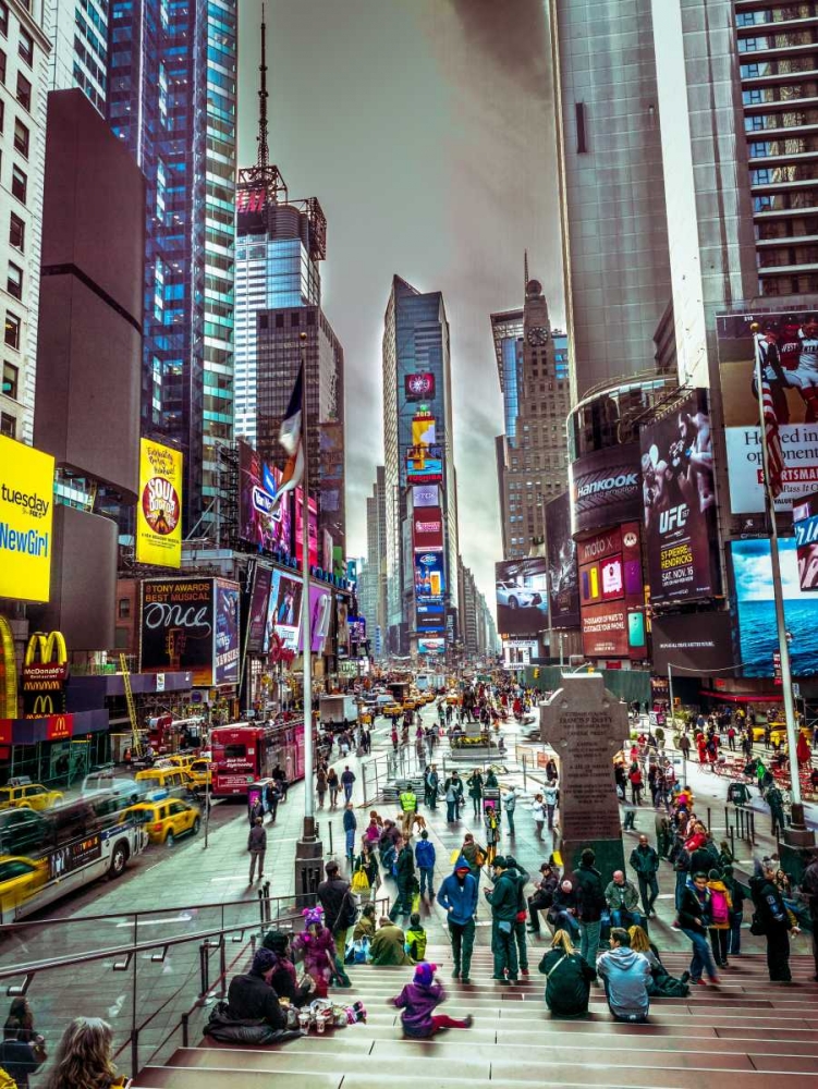 Commuters on busy Broadway in Ney York City near Times Square