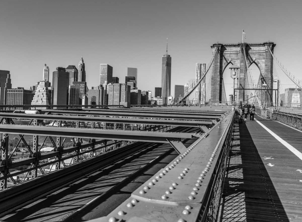 View from Brooklyn bridge with New York skyline in background