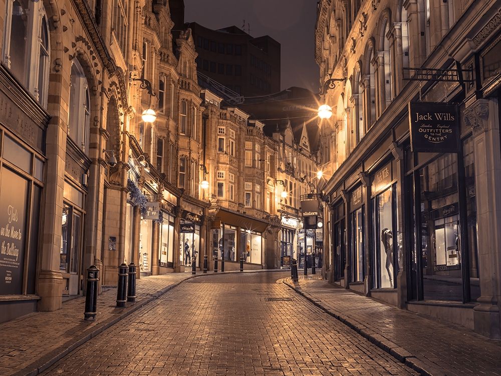 View of Cannon street at night, Birmingham, UK