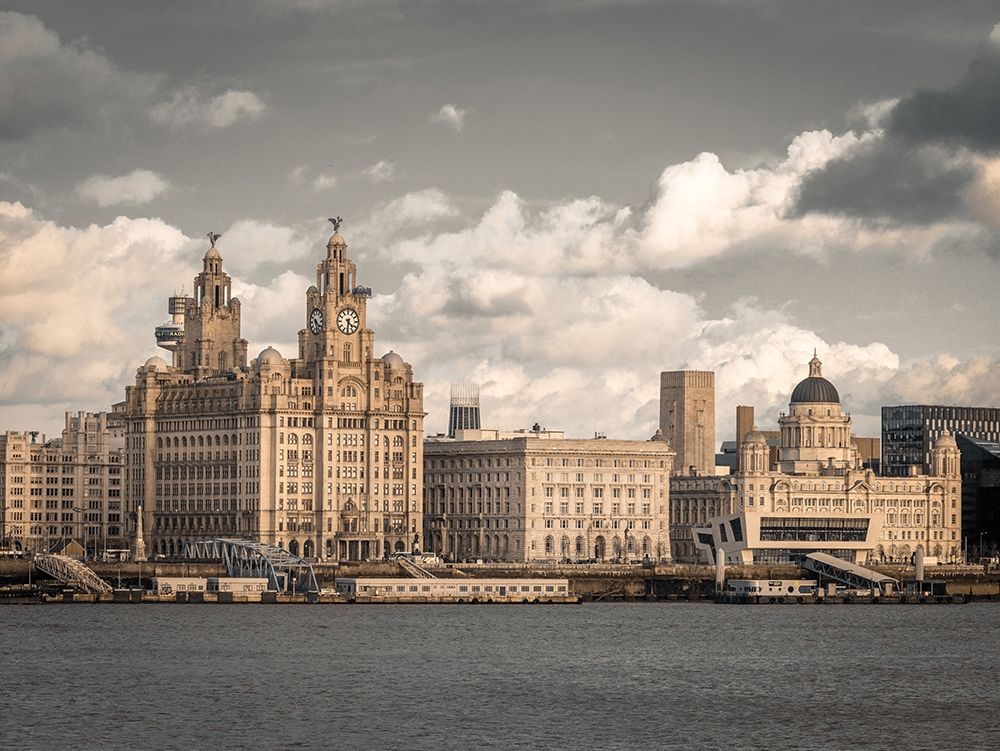 Liverpool skyline across the River Mersey, UK