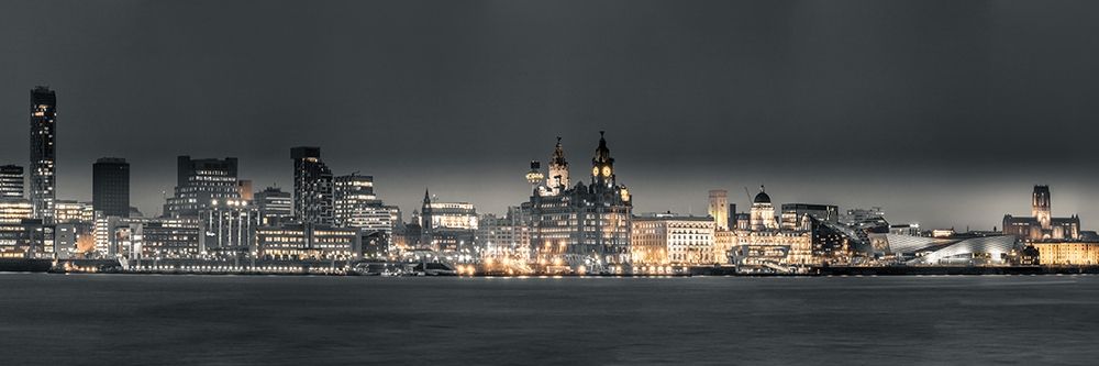Liverpool skyline across the River Mersey, UK