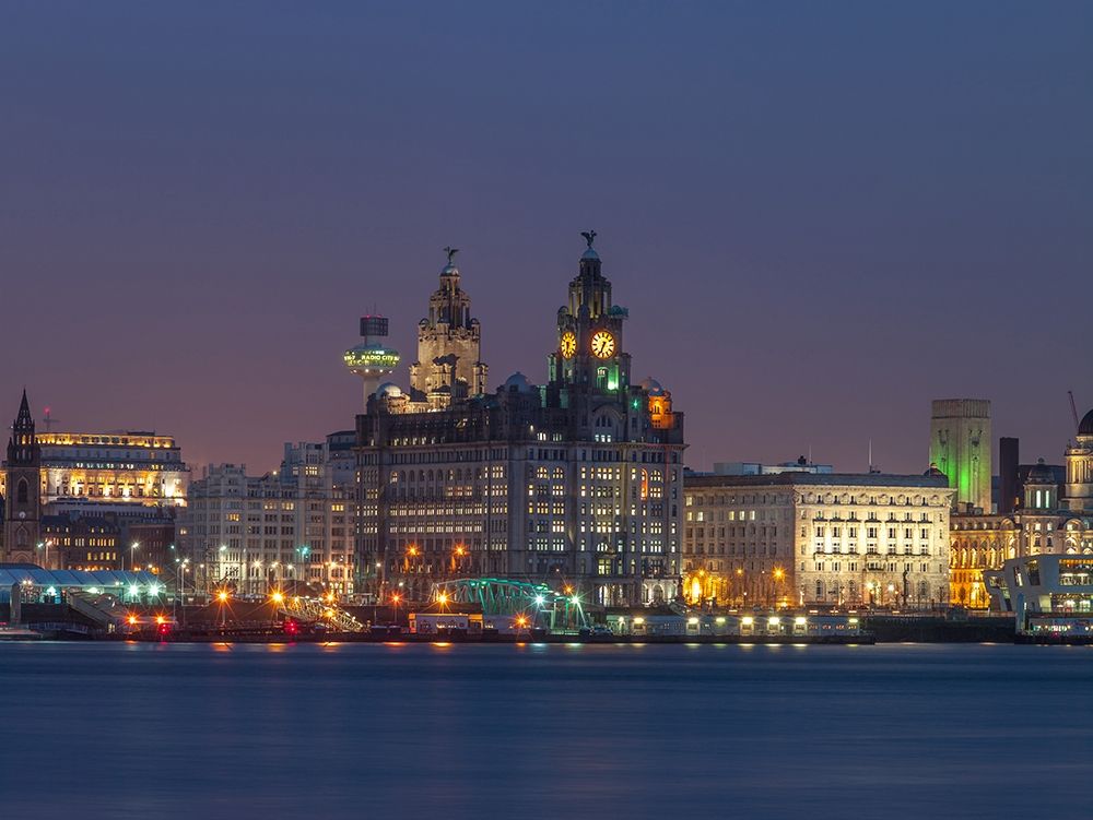 Liverpool city skyline across the River Mersey, UK,FTBR-1871