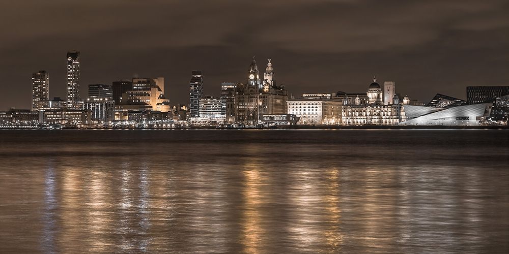 Liverpool city skyline across the River Mersey, UK,FTBR-1873